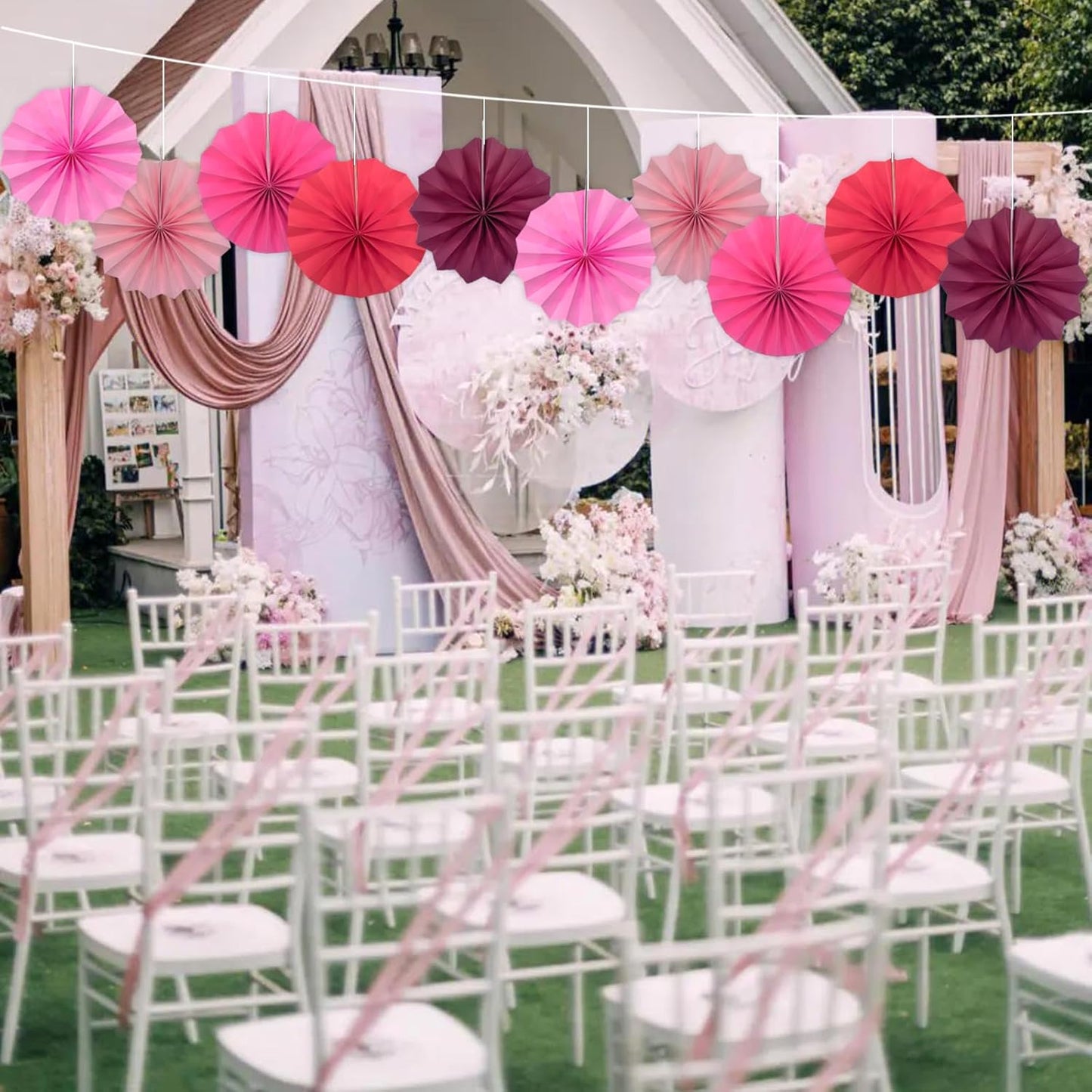 Pink Party Decorations,Pink Paper Decorations for Party,Baby Shower Decorations Party Paper Fans
