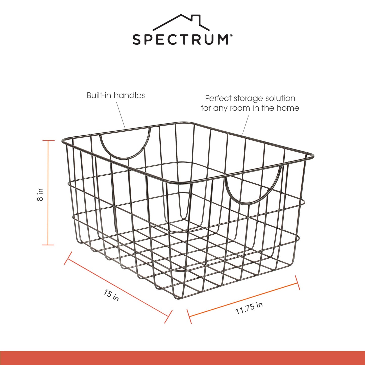 Spectrum Utility Steel Wire Storage Basket for Kitchen Pantry Organization & Closet Shelves with