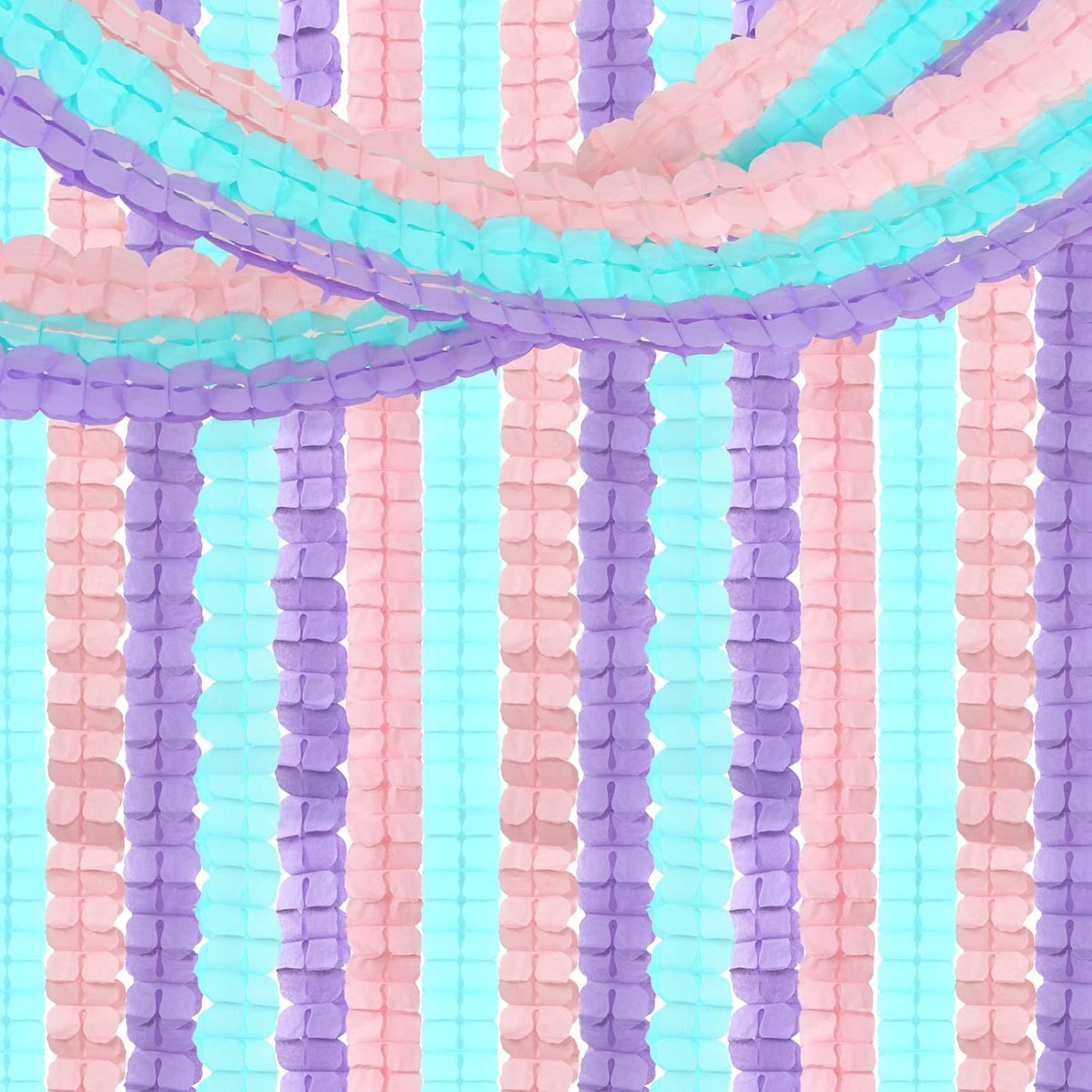 Pink-Purple Mint Mermaid Party-Decorations Streamers-Garland - 12pcs Teal Ocean-Themed 4-Leaf