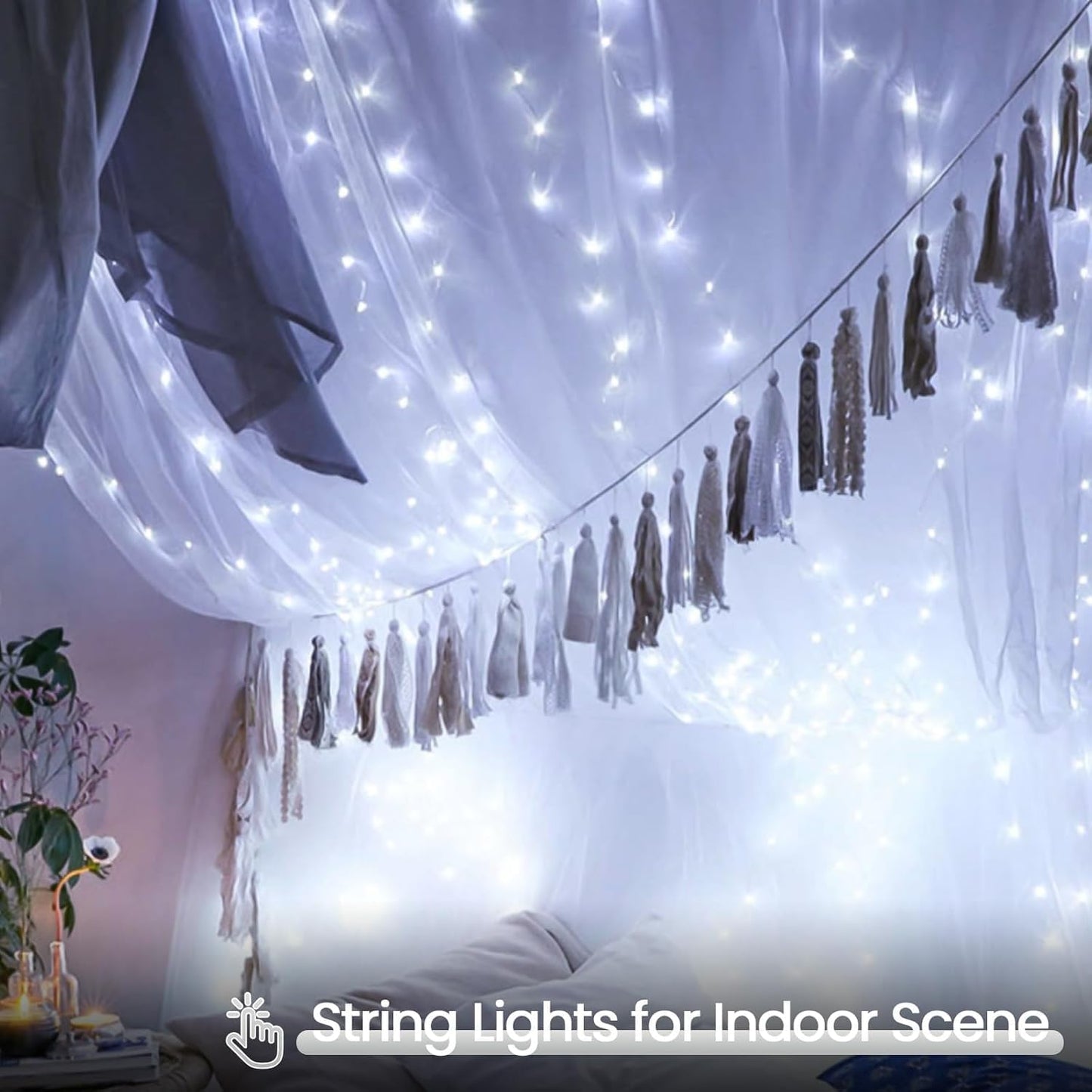 4 Pack String Lights Battery Operated with Timer, 132FT 400 LED Waterproof Battery Twinkle Lights