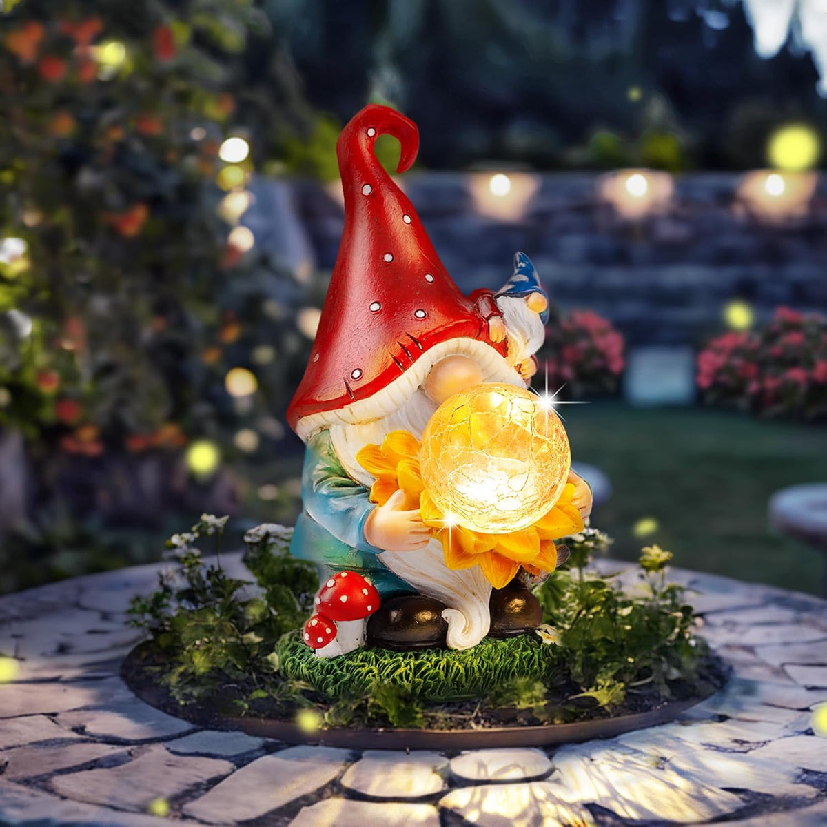 Solar Gnomes Garden Decor Outdoor Statues, Gnomes Gardening Gifts for Women Mom, Gnomes Decorations