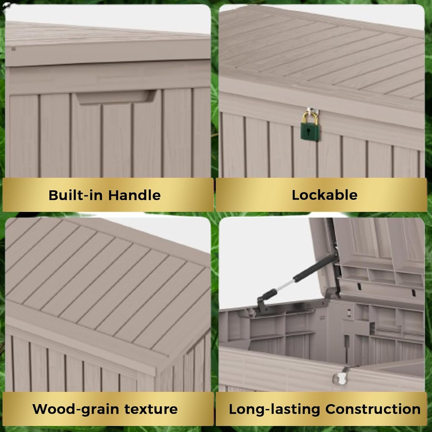 180 Gallon Lockable Resin Deck Box, Waterproof & UV-Resistant Outdoor Storage Box for Outdoor