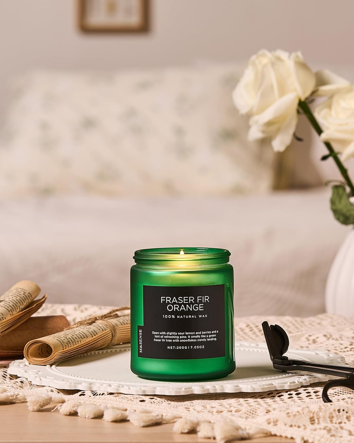 M&SENSE Fir & Orange Scented Natural Soy Wax Non Toxic Candle for Home, Cotton Wick Christmas Tree