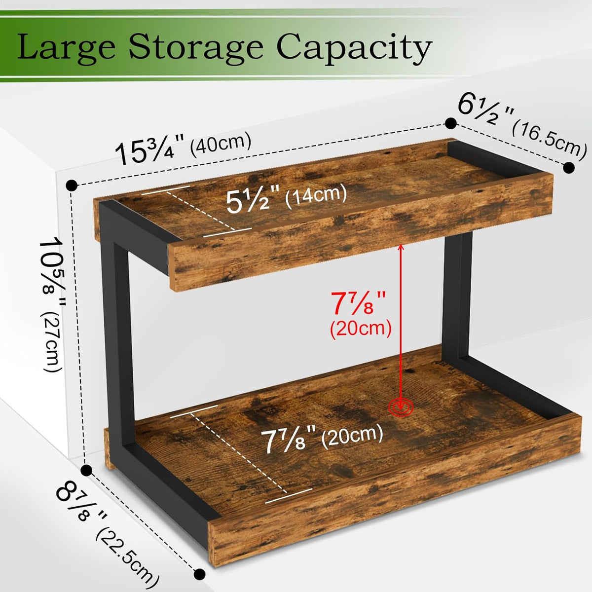 MARTY 2 Tier Spice Rack Organizer for Countertop, 15.8''L Coffee Station/Bathroom Organizer