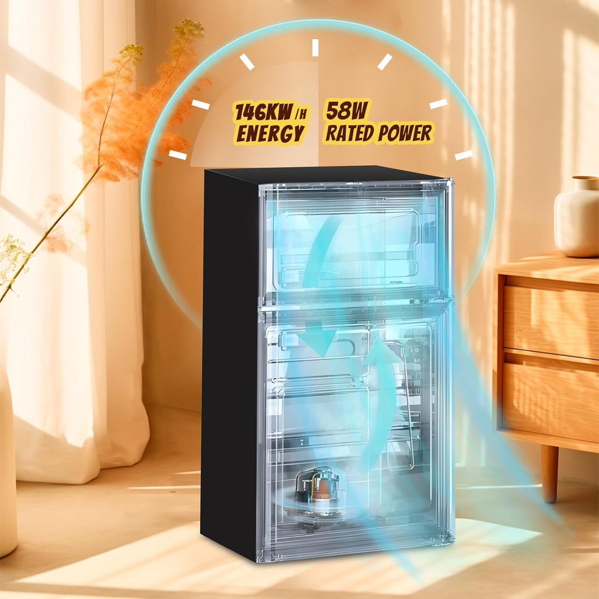 2.4 Cu.ft Mini Fridge Small Refrigerator with Freezer Dual Door Dorm Fridge for Personal Senven