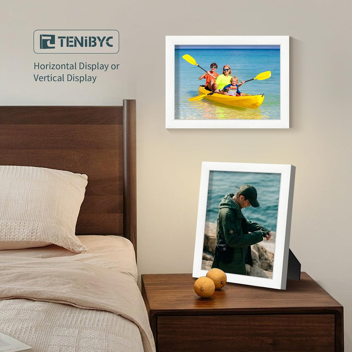 9x12 Frame 3 Pack - White Woodgrain, HD Tempered Glass, 9 x 12 Picture Frame for Photos, Tabletop