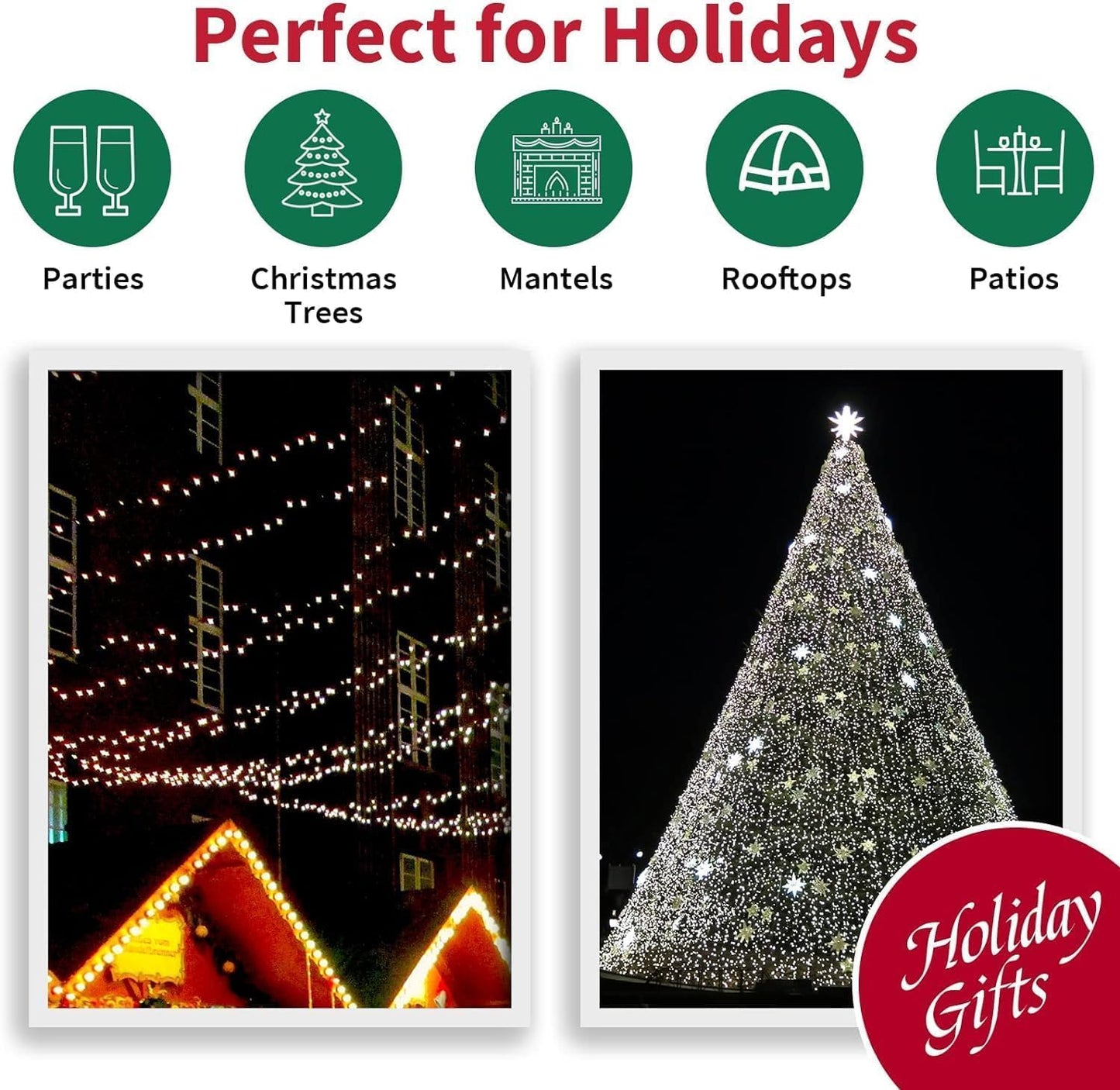 150 LED White String Lights - LED Christmas Decoration, Mini led Lights for Indoor Outdoor Home