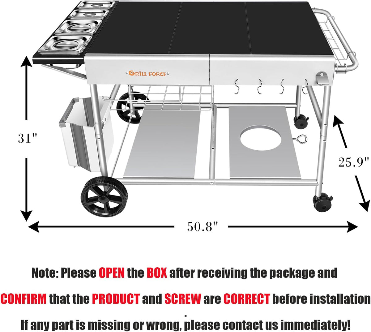 Pizza Oven Table with Topping Station, Outdoor Pizza Oven Cart, Grill Table for Outside, Grill