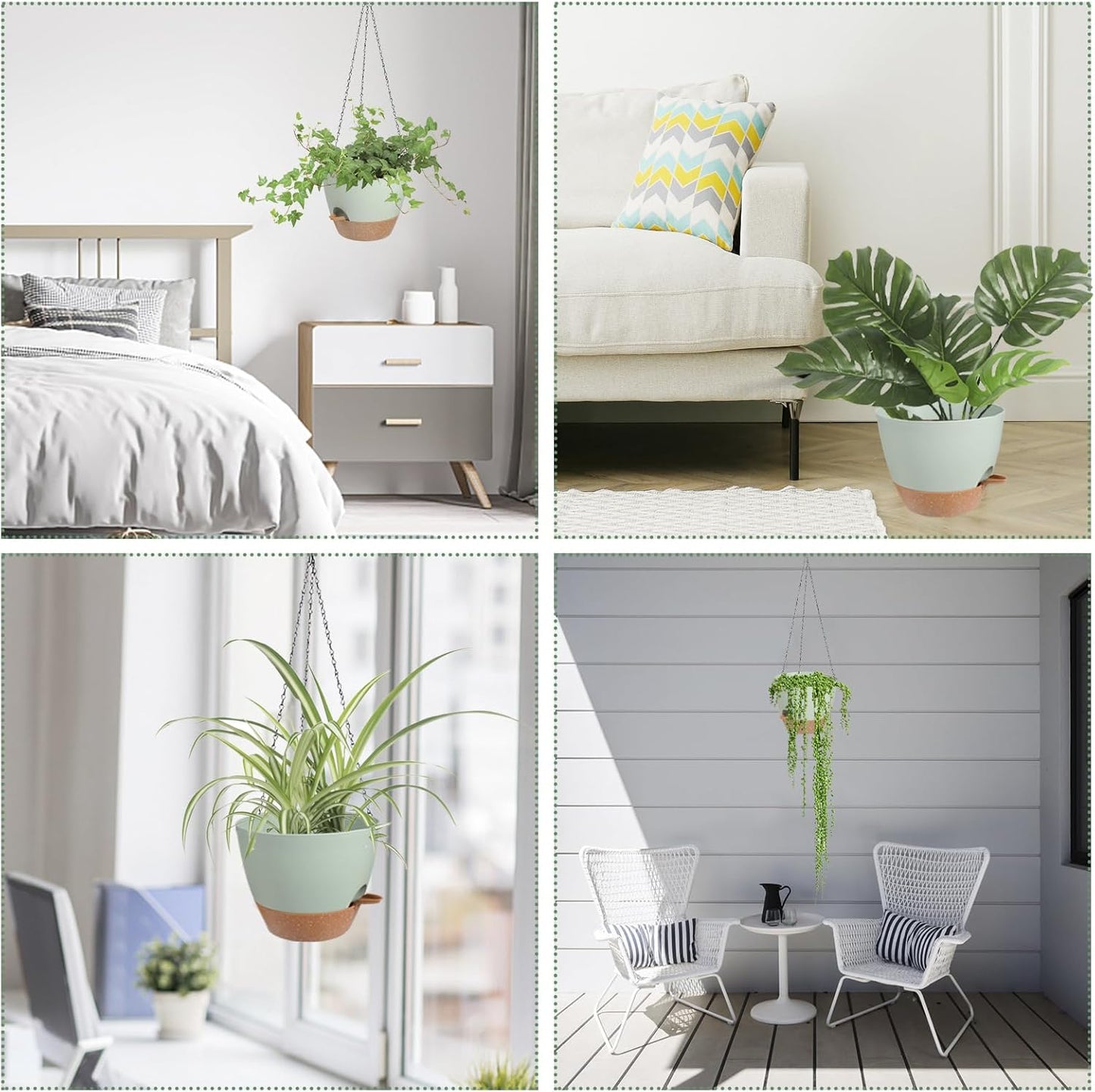 Hanging Planters for Indoor Outdoor Plants, 1 Set Self Watering Hanging Pot with Drainage Holes &