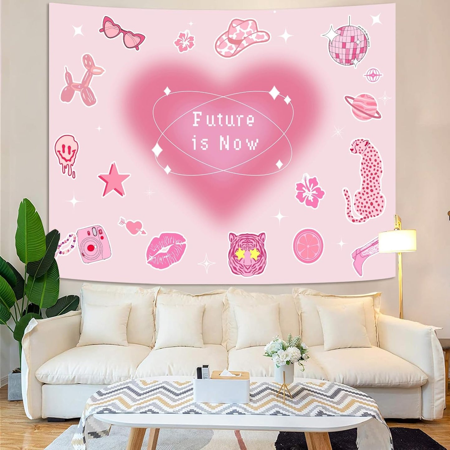 Lunerfex Y2K Tapestry Pink Wall Tapestry, Cute Tapestries for Bedroom Funny Tapestries Wall Hanging