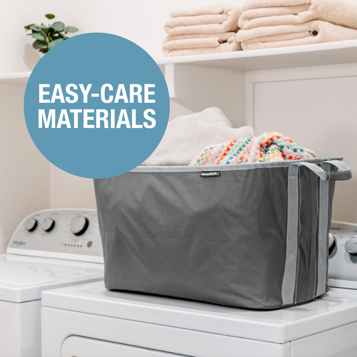 CleverMade Collapsible Laundry Basket, 60L Pop-Up Hamper, 2 Pack, Denim