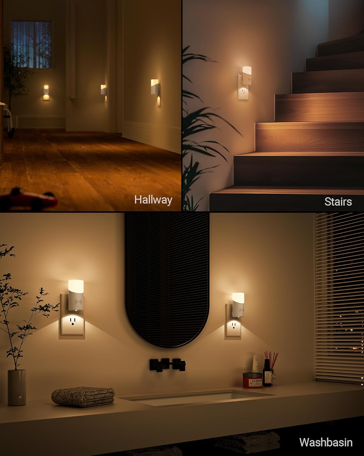 Lyridz LED Plug-in Night Light with 360° Motion Sensor, 1-150 Lumens Dimmable Nightlights Indoor
