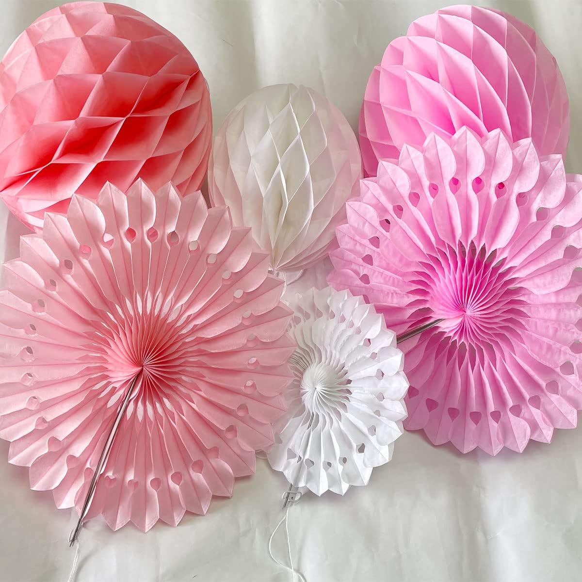 12pcs 6'' 8'' Honeycomb Balls Tissue Paper Fans Party Honeycomb Ball Fans Decorations Tissue Pom