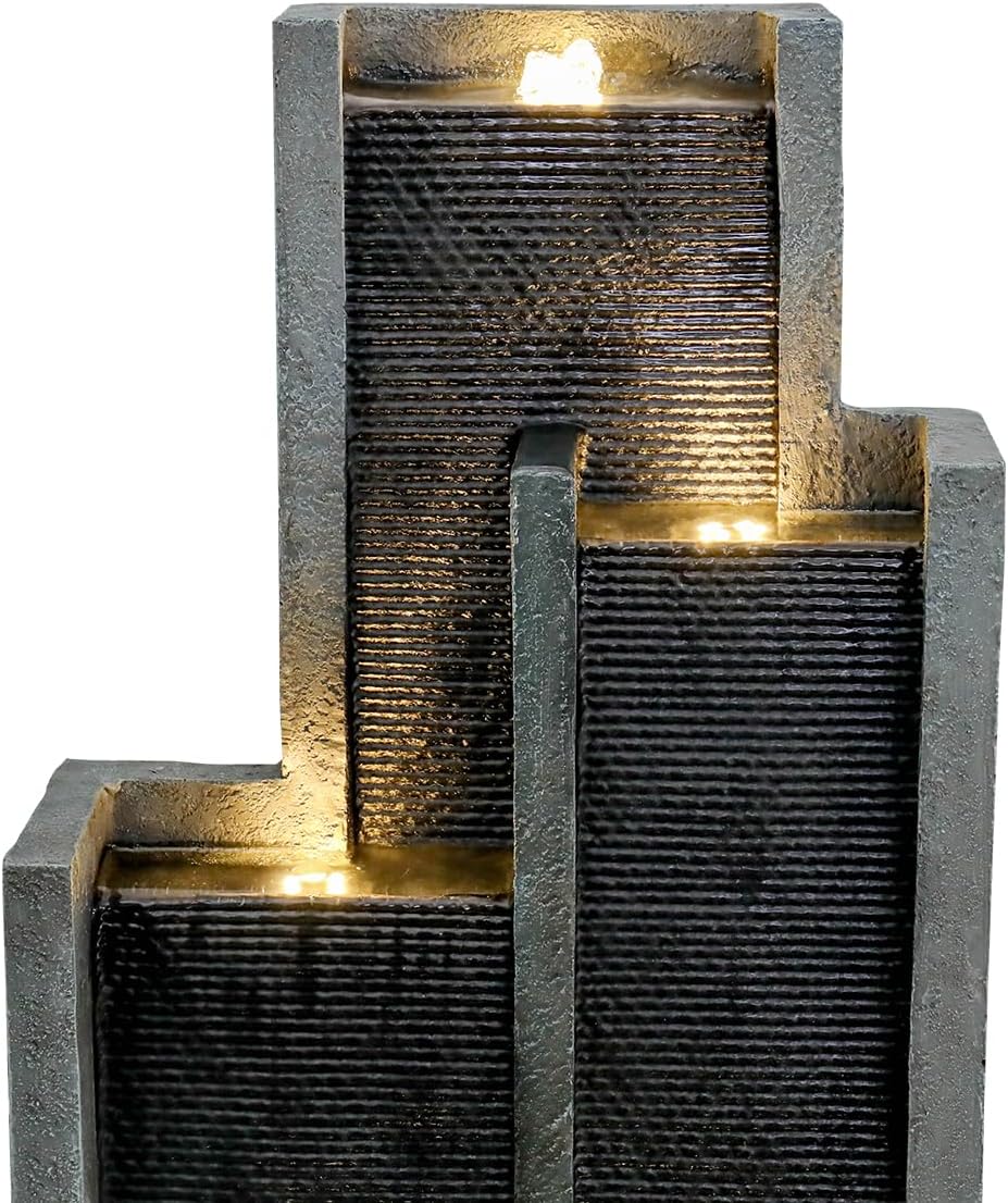 SunJet 5-Tiers Indoor/Outdoor Garden Water Fountain - 50.7inches Modern Floor-Standing Cascading