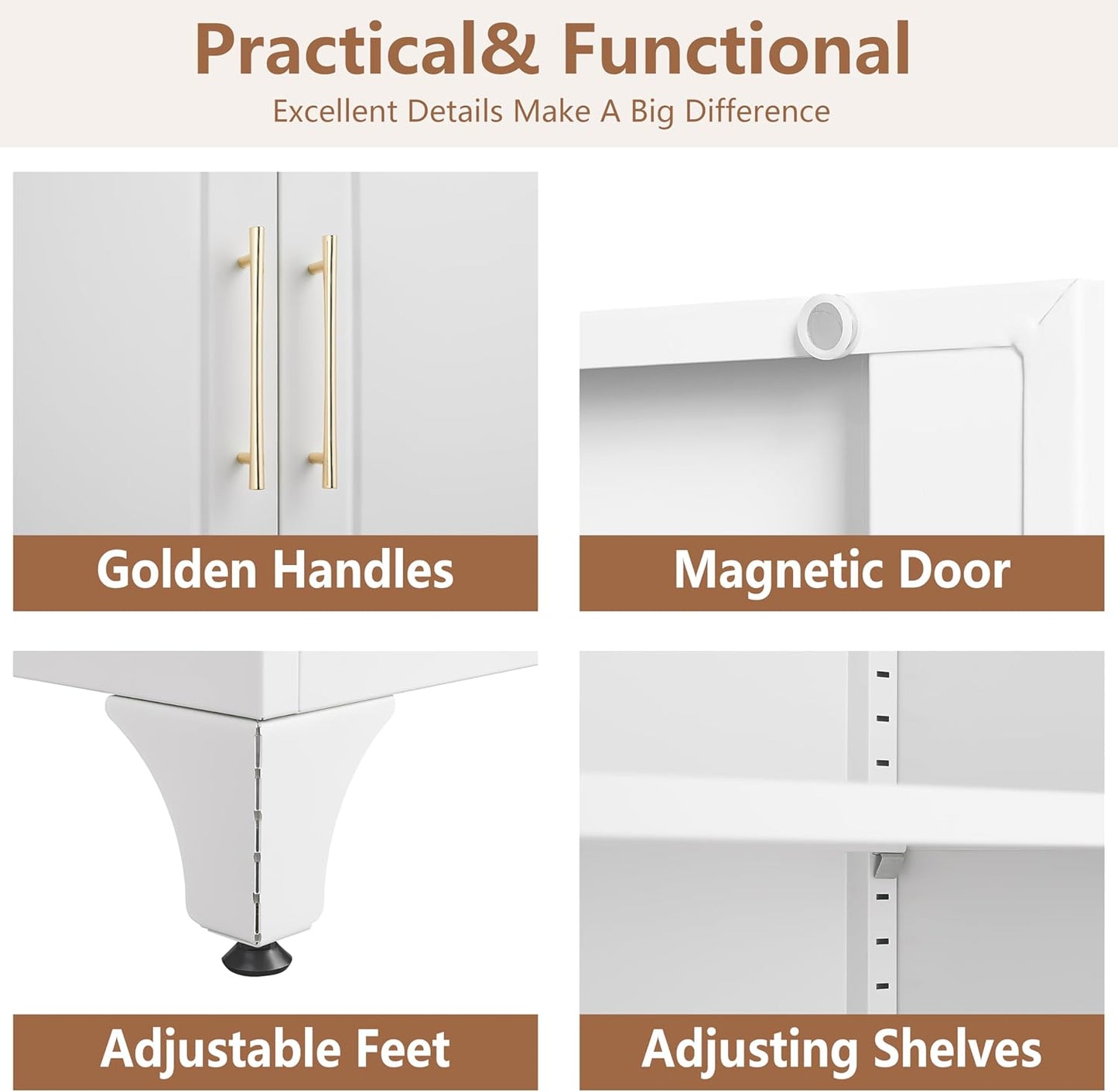 Kitchen Pantry Cabinet, 75" Tall Metal Pantry Cabinet with Two Drawers, Food Cupboards with Doors