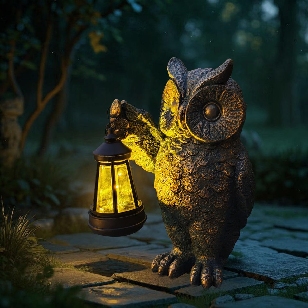 Garden Statues Outdoor, owl Figurines Decorated with Solar Lights, Unique Christmas Birthday Gifts