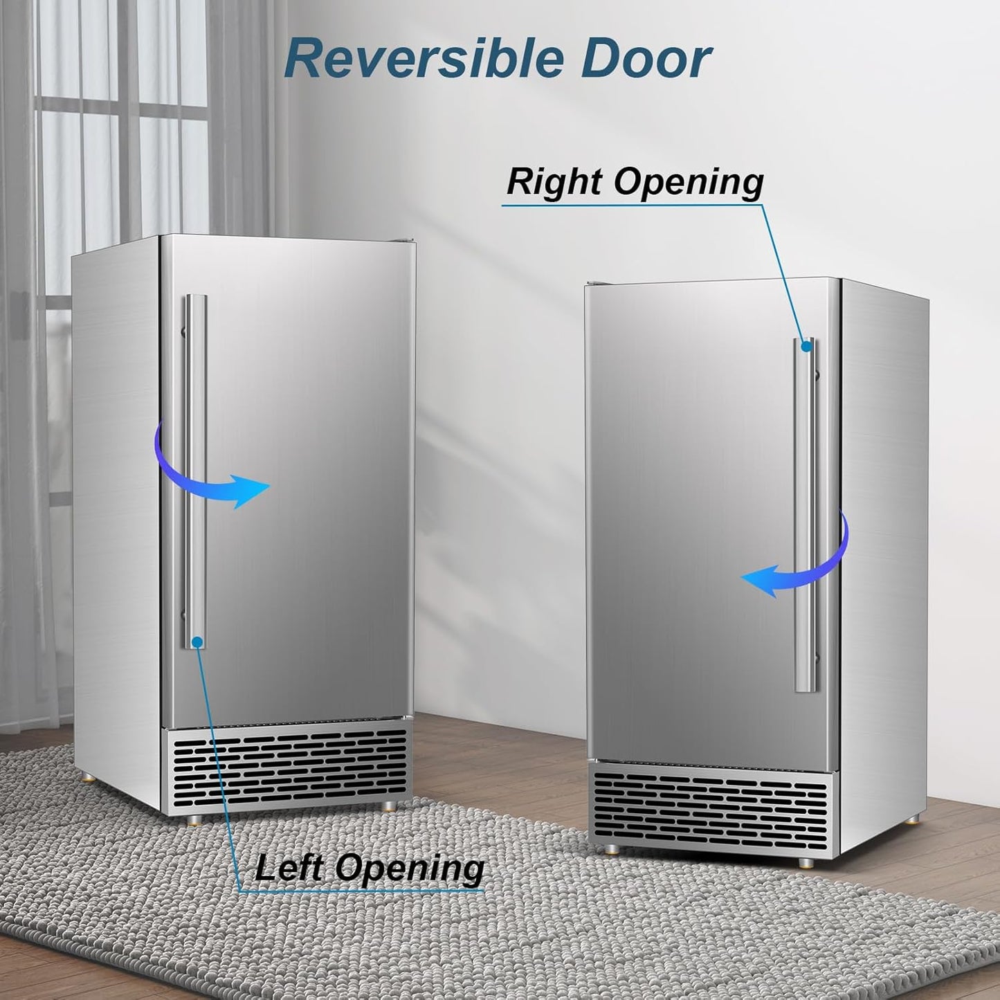 Commercial Ice Maker Machine 120 LBS/24H, 60 LBS Cold Preservation Bin for 4-6 H, Freestanding