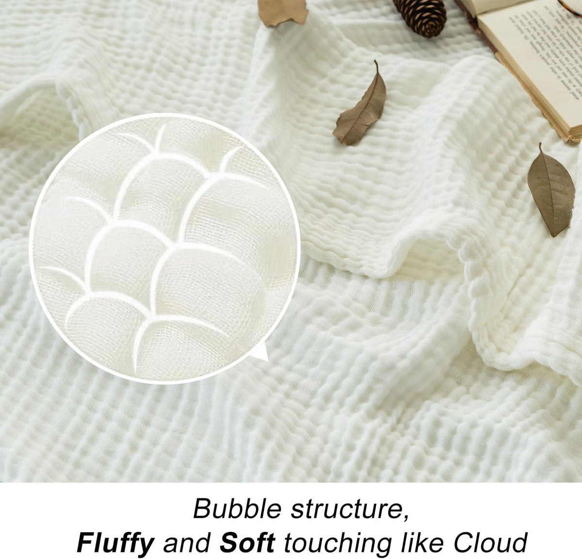 EMME Cotton Bed Blankets White Blankets for Bed Muslin Twin Blanket 60"x80" Lightweight Soft Twin