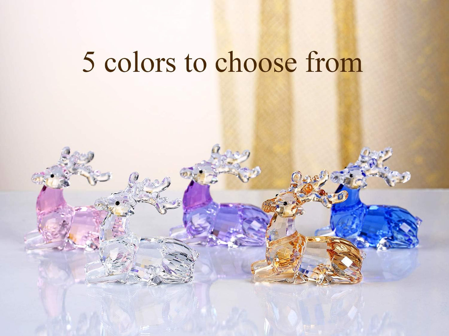 DOJOZ Crystal Deer Animals Lovely Elegant Craft Decorations for Home Ornaments Christmas