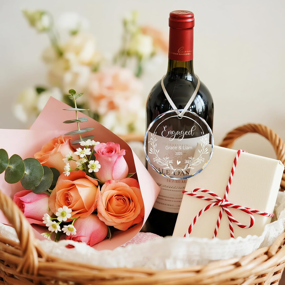 Engagement Gifts for Couples - Personalized Ornaments Keepsake Gift for Newly Engaged, Women