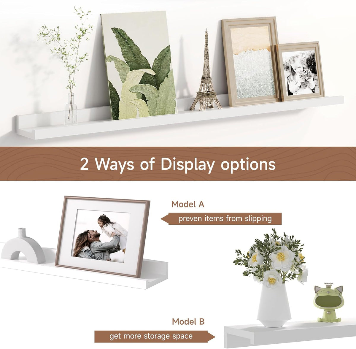 Picture Ledge Shelf for Wall, Floating Shelves Set of 4, 36 Inch Long Nursery Book Shelves for Toys