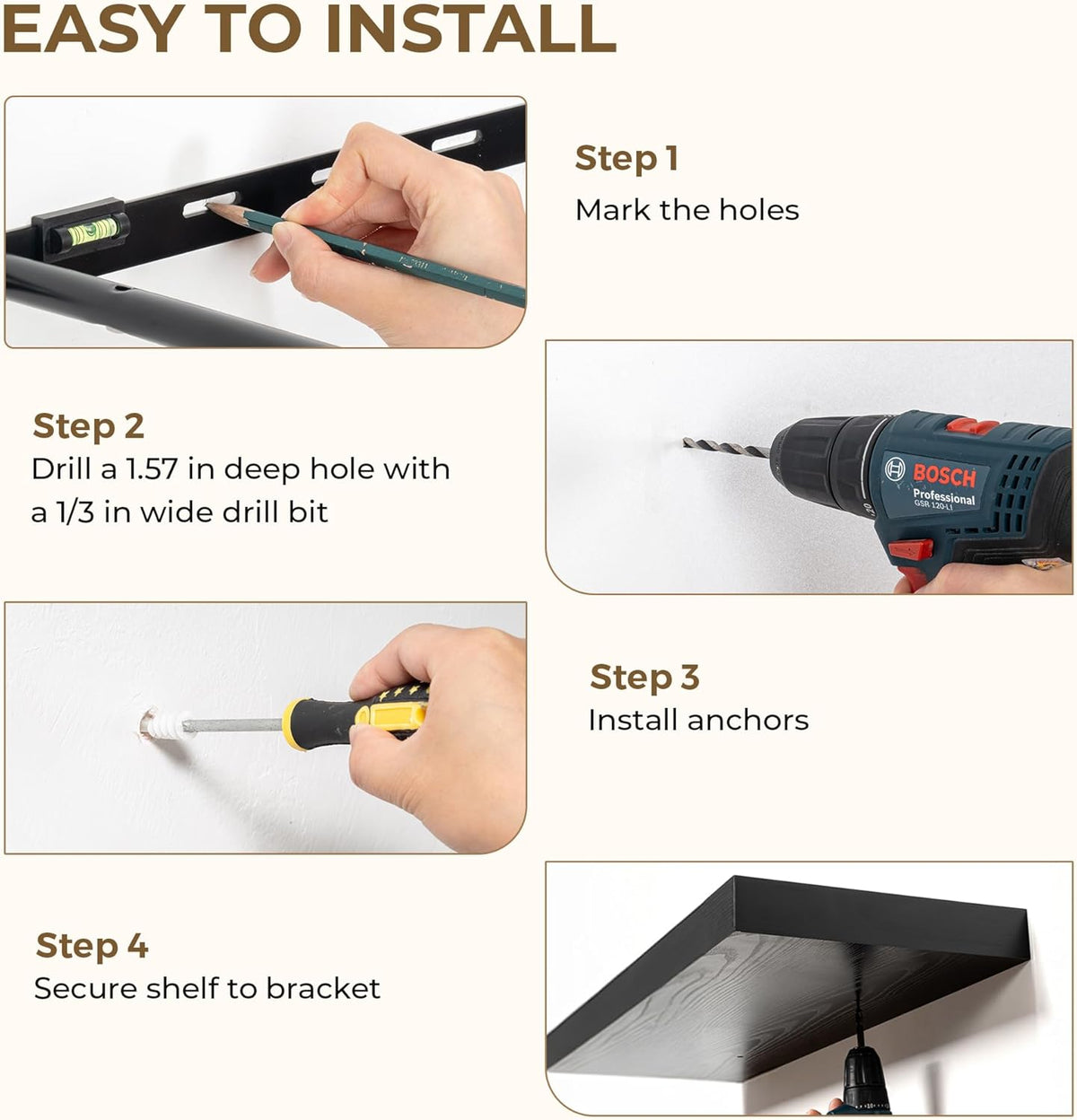 36 Inches Floating Shelves for Wall, 9.3" Deep Long Floating Shelves Set of 2, Large Display &