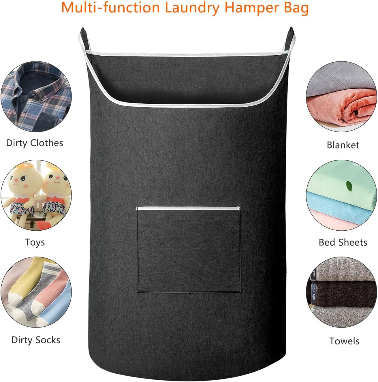 XL Hanging Laundry Hamper Bag, Black Door Hanging Hamper with Large Openging Hanging Laundry Hamper