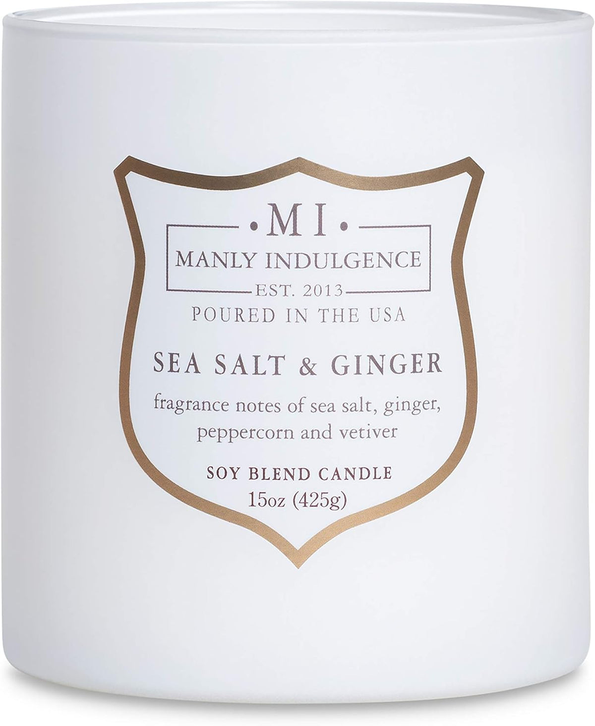 Manly Indulgence Sea Salt & Ginger Scented Candles for Men, 15 oz Wooden Wick, Premium Soy Blend