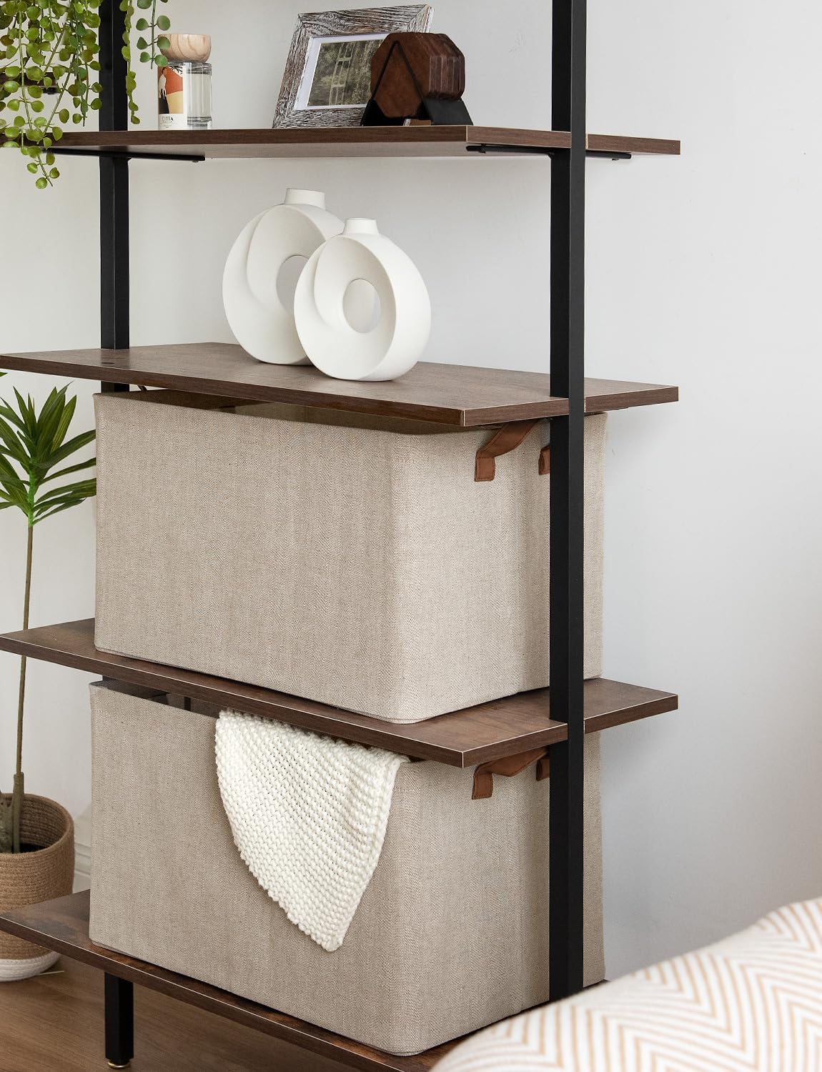 StorageWorks Storage Bins, Fabric Storage Bins for Shelves, Extra Large Storage Baskets with Metal