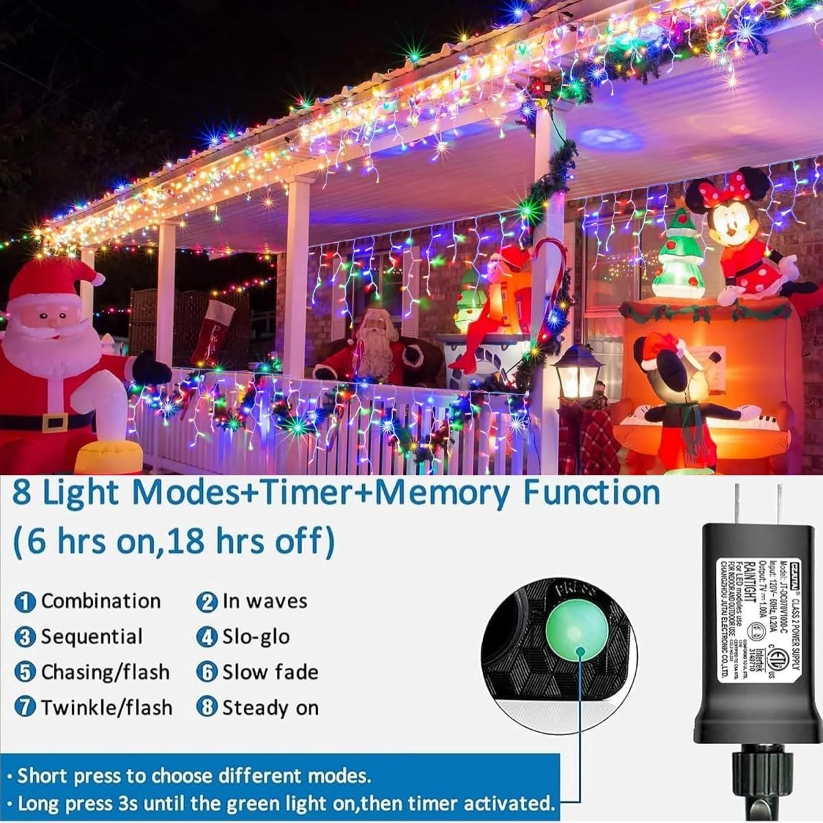 YEGUO 66ft 800 LED Christmas Lights Outdoor Waterproof, 160 Drops Christmas Icicle Light Indoor, 8