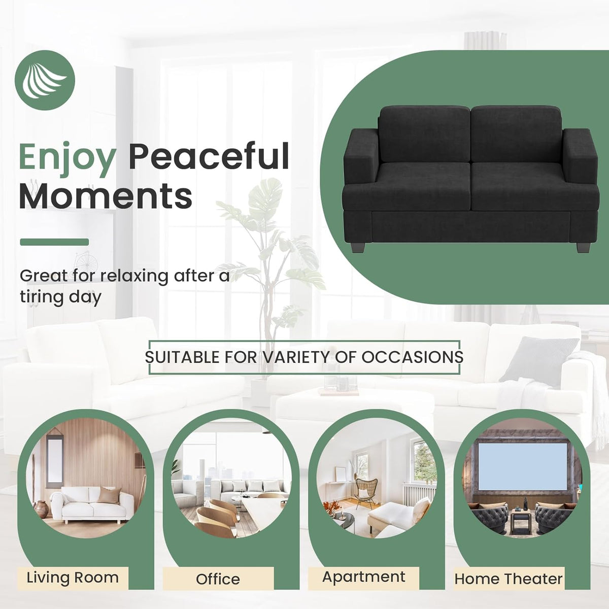 Sofa, 3 Piece Set Comfy Sofa, Loveseat & 2 3-Seater Couch with Deep Seats for Living Room, Modern