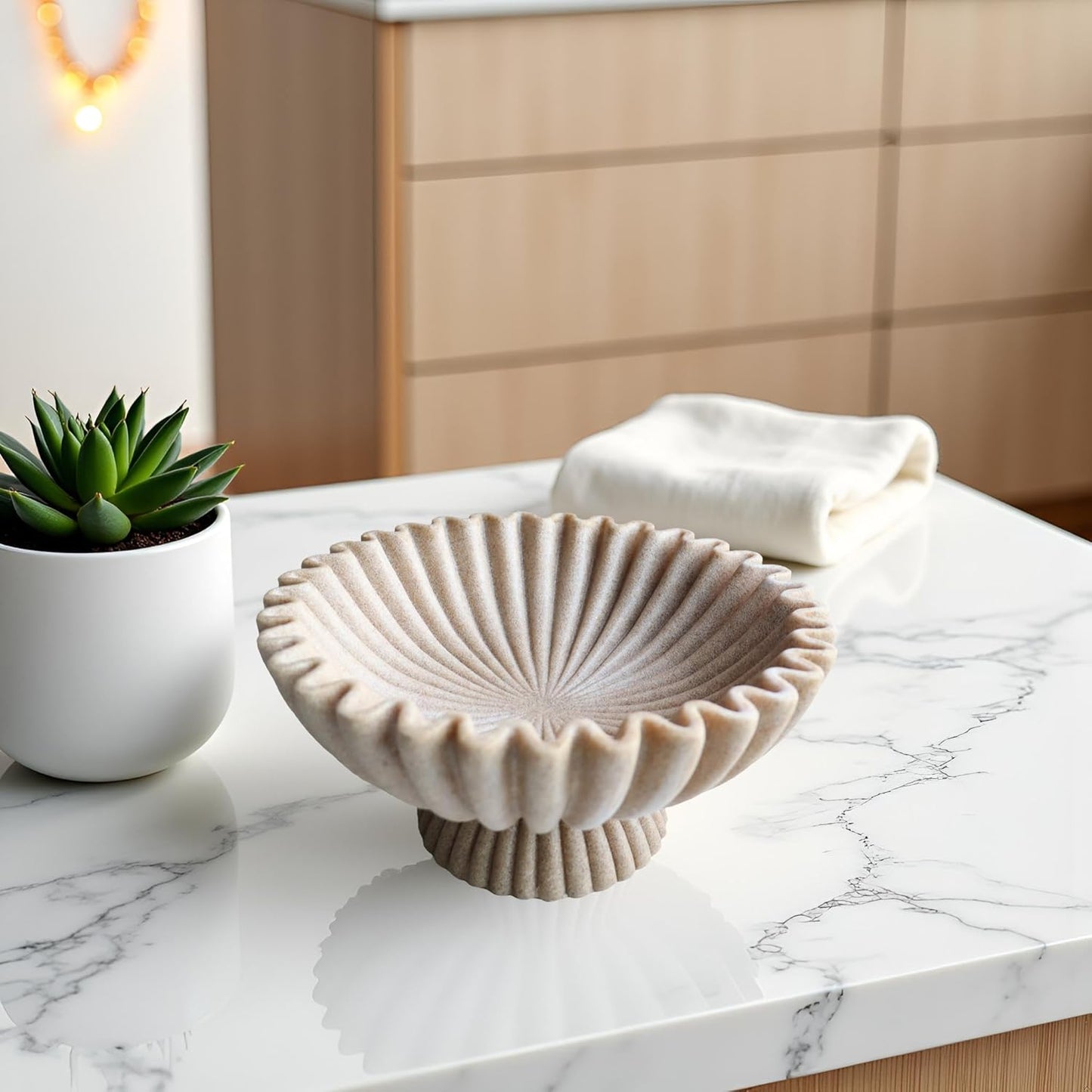 10" Large Decorative Bowl decor, Scalloped Bowls for Modern Home Decor,Ruffle Decor,Stylish Key