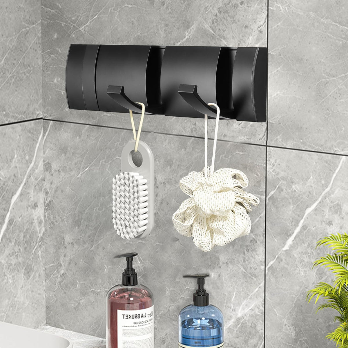 Folding Coat Hooks, Wall Mounted Coat Rack with 3 Retractable Hooks, Heavy Duty Towel Rack for