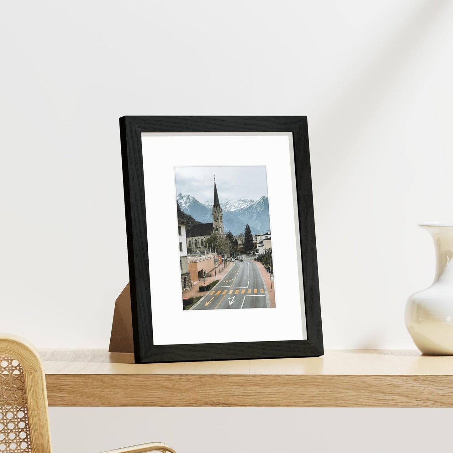 Vittanly 8x10 Picture Frames Set of 9, Shatter Resistant Plexiglass, Display 5x7 Pictures with Mat