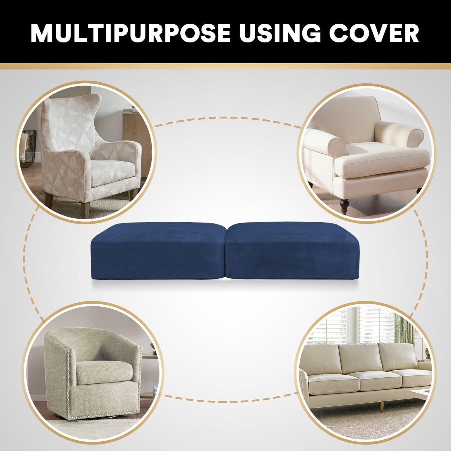 PrinceDeco Velvet Couch Cushion Cover Soft Stretch Cushion Slipcover for Chair Loveseat Sofa