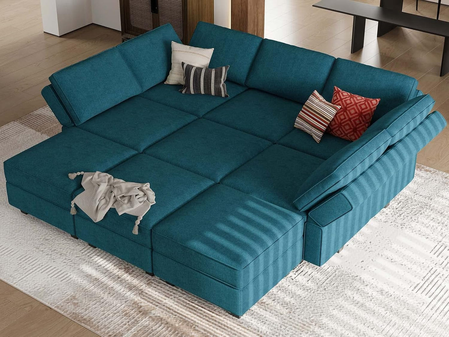 Belffin Modular Sectional Sleeper Sofa Couch with Storage Ottoman Convertible Sectional Couches for