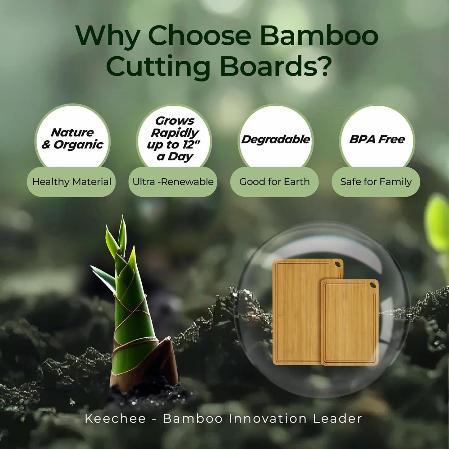 Chopping Board 2-Pcs Natural Bamboo Cutting Board With Juice Channels & Knife-Friendly Finish For