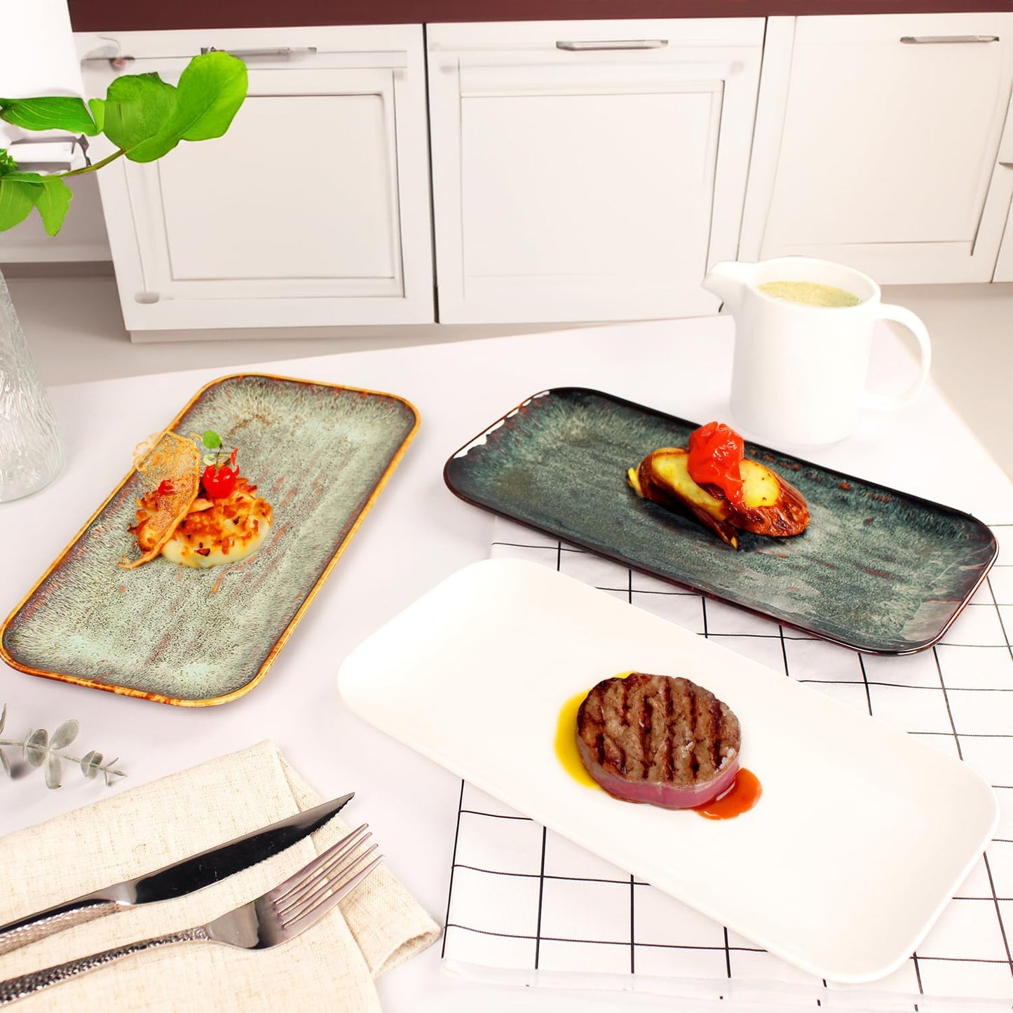 Porcelain Dinner Plates, Serving platters for entertaining, for Fruit, cheese, snack, Bread