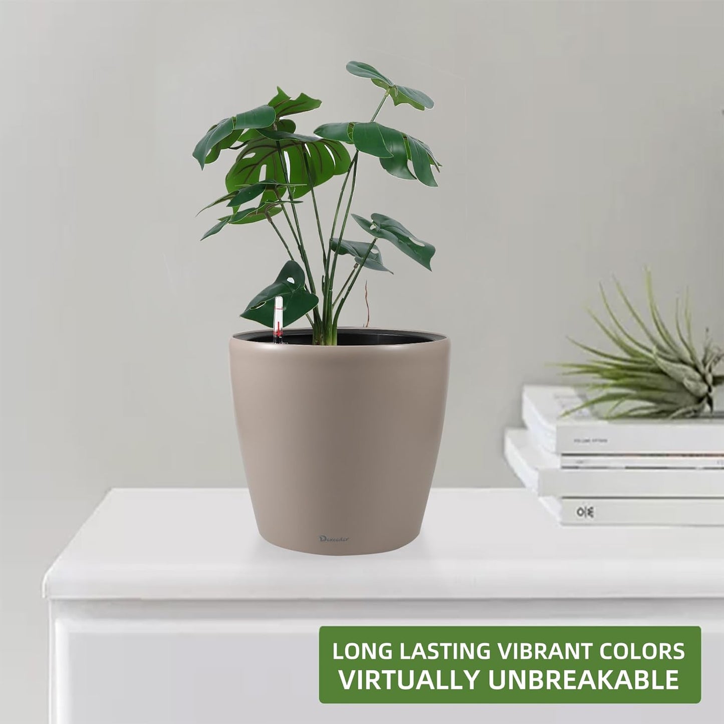Dexceder 11x10 Inches Self Watering Planter Indoor Outdoor, Inner Pot Design, Thickened Table