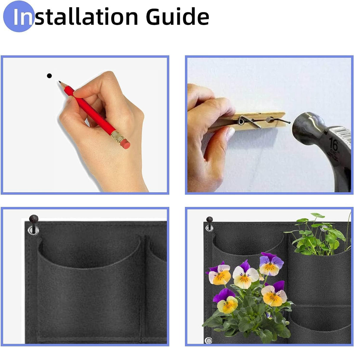 72 Pockets Hanging Planter Bags, Hanging Vertical Wall Mounted Plant Planting Grow Bags, Herb