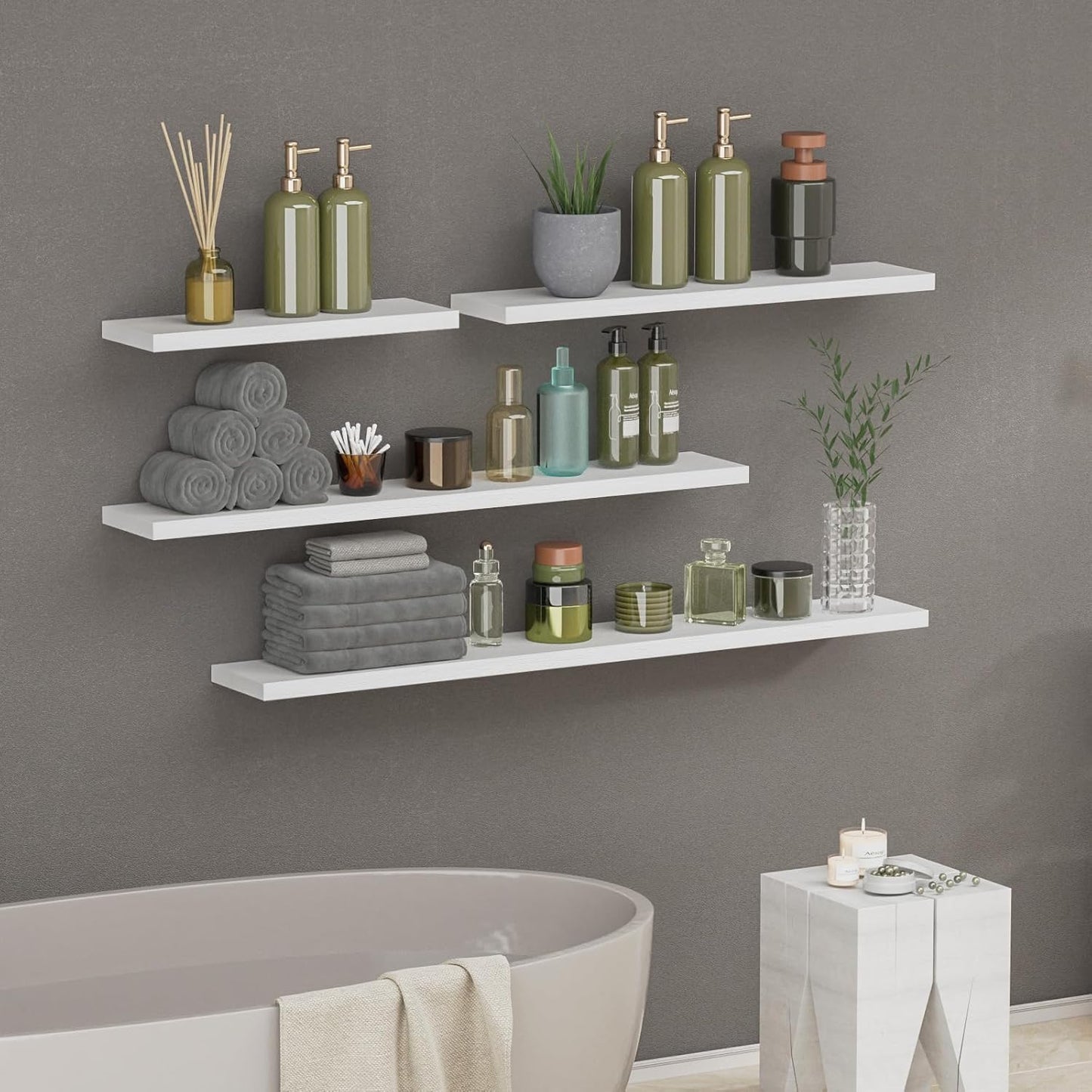SAUMONIERES Floating Shelves 8 Inch Deep Solid Wood Wide Wall Shelf Set of 1 Wall Mounted for