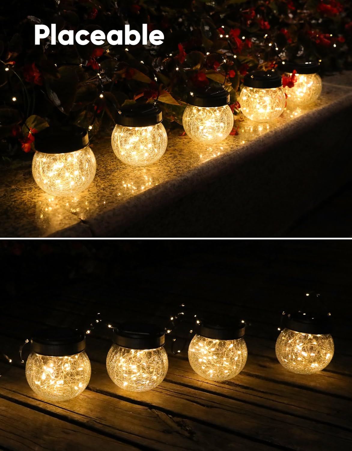 PARTPHONER Solar Lanterns Solar Lights Outdoor Waterproof 18-Pack, Solar Powered Hanging Lights