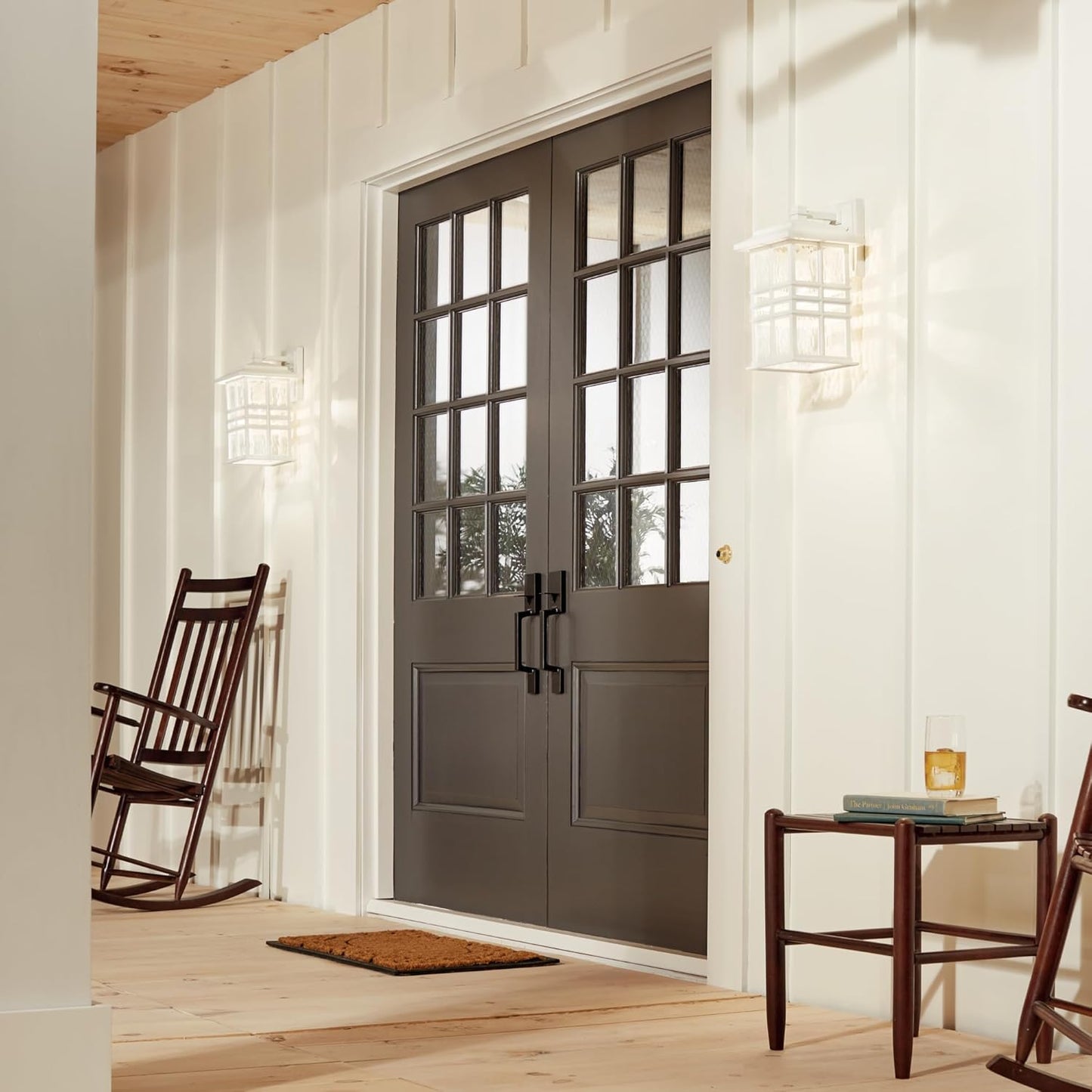 Kichler Beacon Square 14.25" Outdoor Wall Light in White, 1-Light Exterior Wall Sconce with with