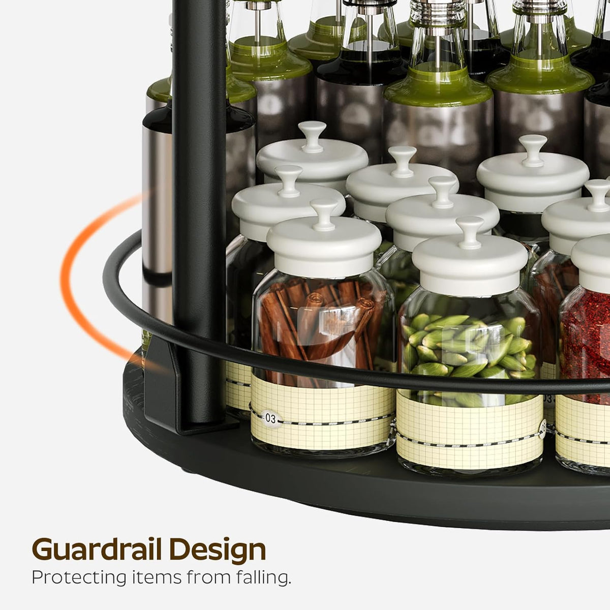 3-Tier Lazy Susan Organizer, Rotating Spice Rack, Spinning Organizer, Industrial Turntable Spice