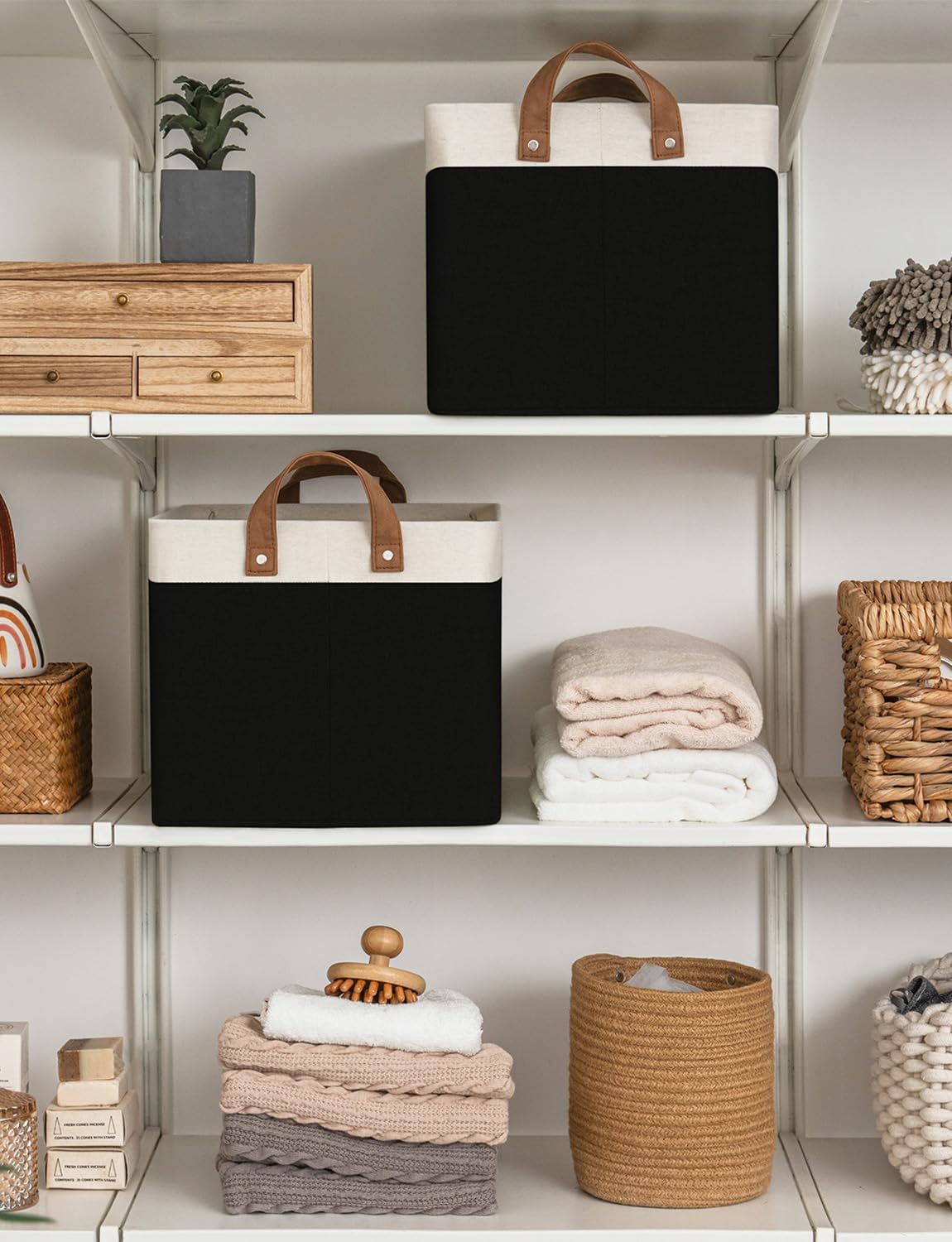 StorageWorks Storage Bins, Fabric Storage Bins for Shelves, Large Storage Baskets with Metal Frame
