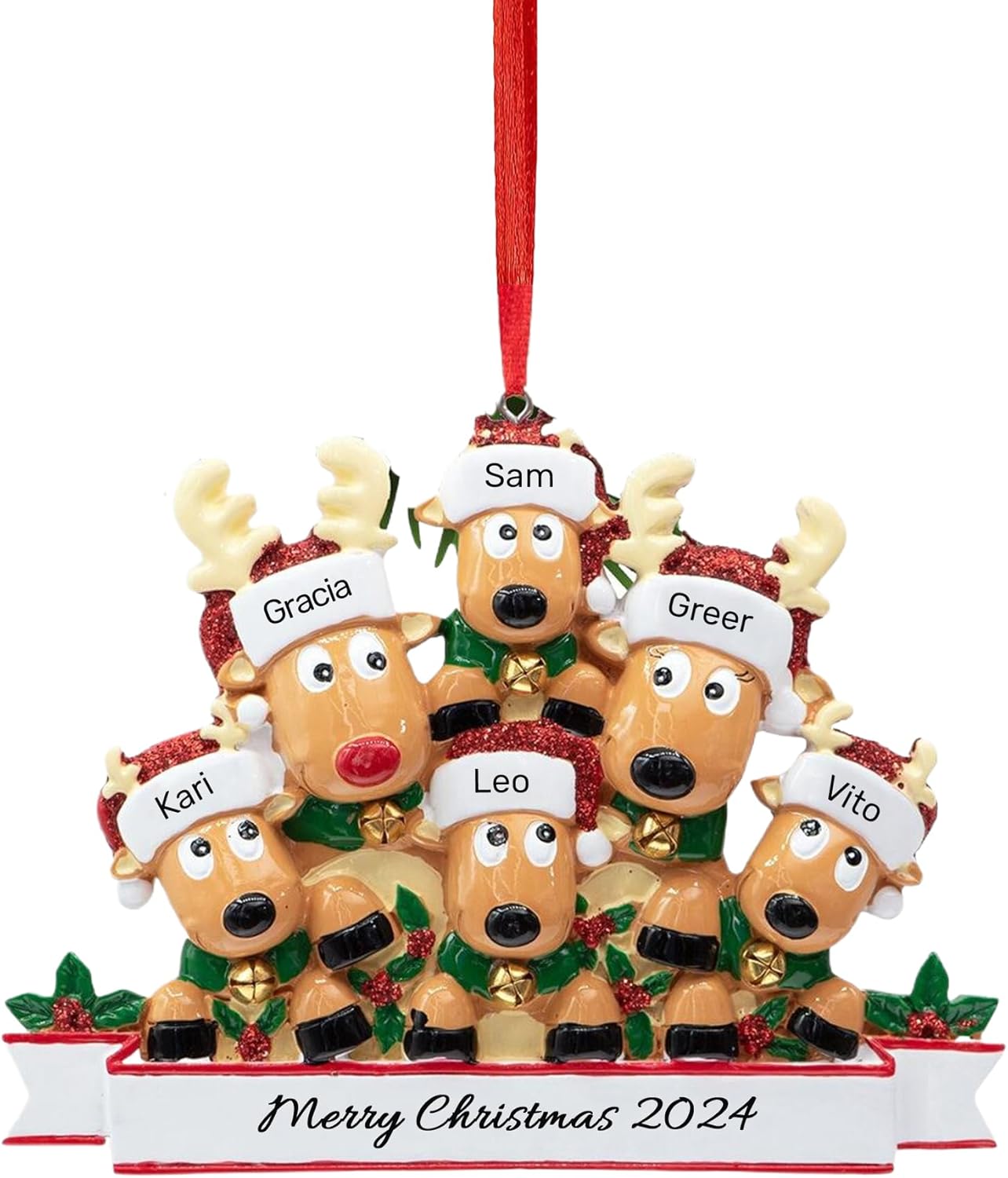 Personalized Christmas Ornaments 2025, Custom Reindeer Family Ornaments for Trees with Names