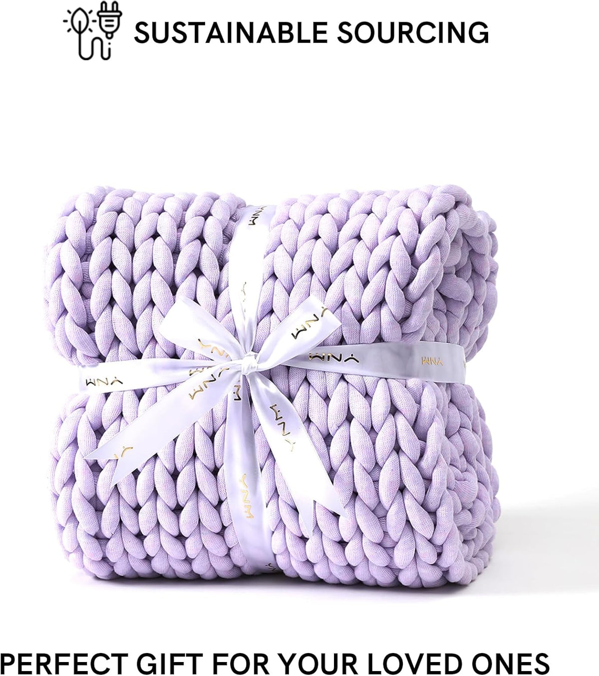 YnM Chunky Throw Blanket, Medium-Weight, Hand Knitted, Skin Friendly, Ventilated and Breathable