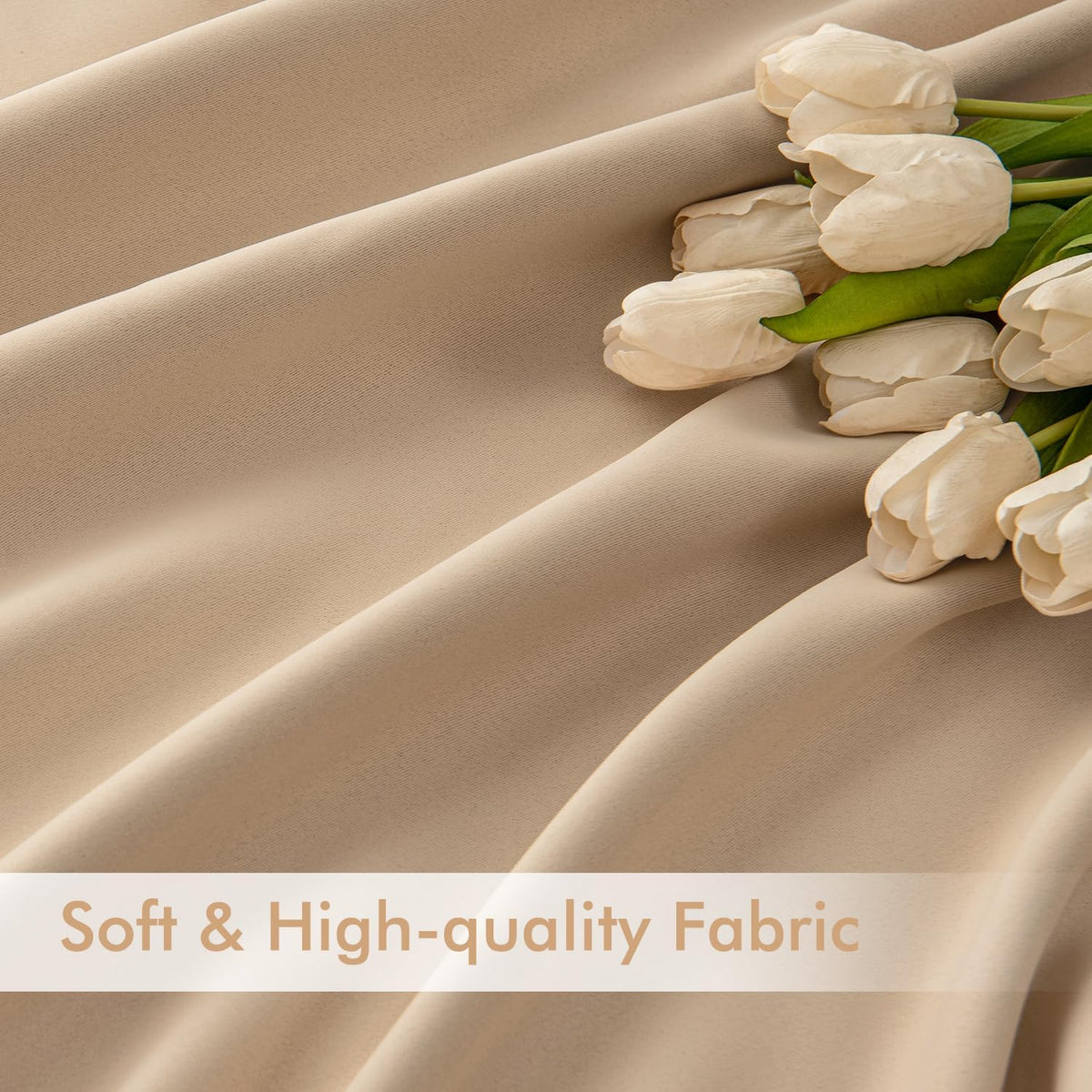 MIULEE Back Tab Beige Curtains 102 Inch Long 2 Panels Set for Living Room Bedroom, Cream Rod