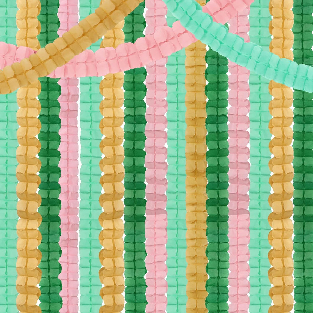 Sage-Green Pink-Gold Party-Decorations Streamers Garland - 12pcs 4-Leaf Clover Paper Streamer