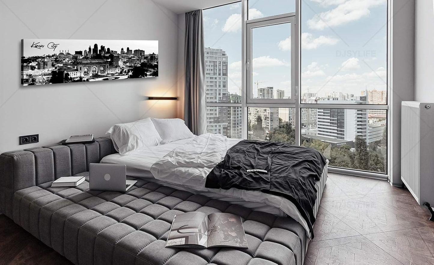 Pictures for Bedroom Black and White Wall Art Kansas City Panoramic Cityscape Skyline Canvas Art